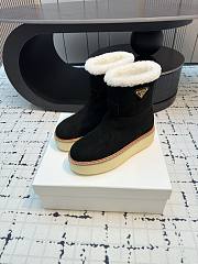  Prada 24/thick-soled casual wool black boots - 3