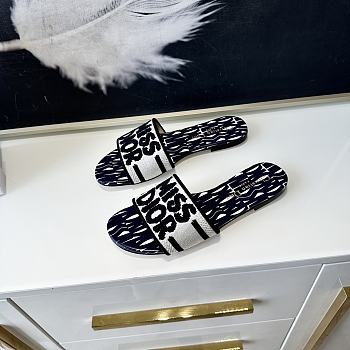 Dior Graffti Logo Water-dyed Sheepskin Black Slippers