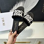 Dior Graffti White Logo Water-dyed Sheepskin Black Slippers - 5