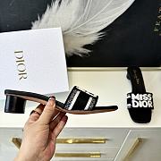 Dior Graffti White Logo Water-dyed Sheepskin Black Slippers - 4