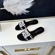 Dior Graffti White Logo Water-dyed Sheepskin Black Slippers - 3