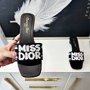 Dior Graffti White Logo Water-dyed Sheepskin Black Slippers - 2