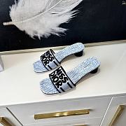 Dior Graffti Logo Water-dyed Sheepskin Blue Slippers - 1