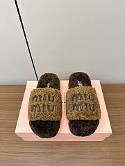 Miu Miu Lazy Fur Brown Slippers - 5