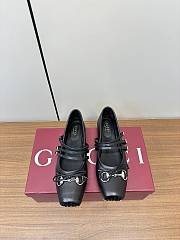 Gucci 24 Mary Jane Bow Square Toe Ballet Flats Black - 1