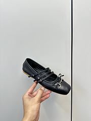 Gucci 24 Mary Jane Bow Square Toe Ballet Flats Black - 5