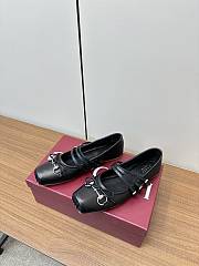 Gucci 24 Mary Jane Bow Square Toe Ballet Flats Black - 4