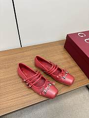 Gucci 24 Mary Jane Bow Square Toe Ballet Flats Red - 1