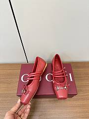 Gucci 24 Mary Jane Bow Square Toe Ballet Flats Red - 3