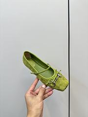 Gucci 24 Mary Jane Bow Square Toe Ballet Flats Light Green - 2