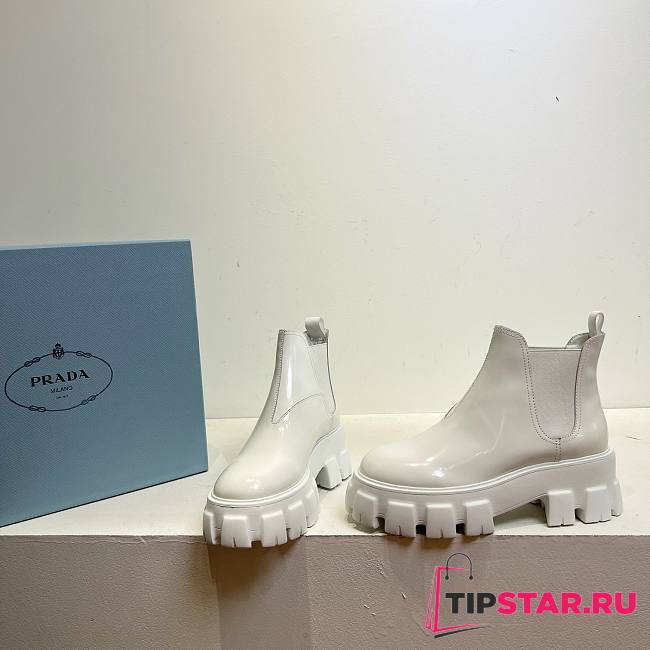 Prada Classic Thick-soled Ankle White Boots - 1