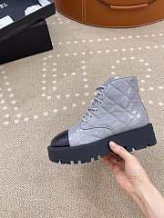 Chanel Buckle Thick-soled Martin Short Grey Boots - 3