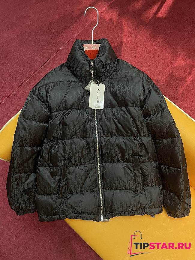 Dior Down Jacket With Full Body Printed Logo Black - 1