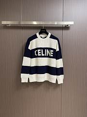 Celine Striped Knitted Dark Blue and White Sweater - 1