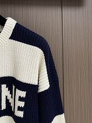 Celine Striped Knitted Dark Blue and White Sweater - 6