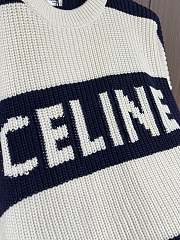 Celine Striped Knitted Dark Blue and White Sweater - 5