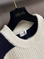 Celine Striped Knitted Dark Blue and White Sweater - 4