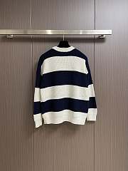 Celine Striped Knitted Dark Blue and White Sweater - 2