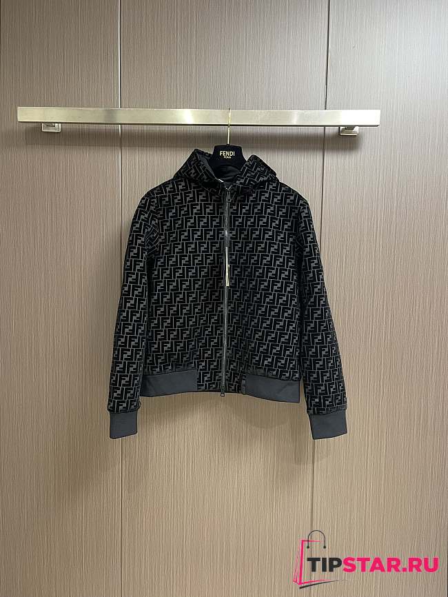 Fendi autumn flocked full-print hooded jacket - 1