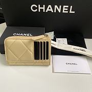 CHANEL 7-shaped large square single-pull card beige bag 12*7.5*2.5cm - 6