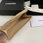 CHANEL 7-shaped large square single-pull card beige bag 12*7.5*2.5cm - 3