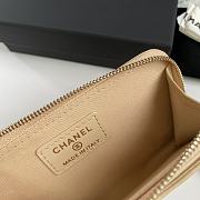 CHANEL 7-shaped large square single-pull card beige bag 12*7.5*2.5cm - 4