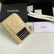 CHANEL 7-shaped large square single-pull card beige bag 12*7.5*2.5cm - 2