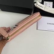 CHANEL 7-shaped large square single-pull card pink bag 12*7.5*2.5cm - 6