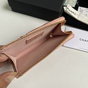 CHANEL 7-shaped large square single-pull card pink bag 12*7.5*2.5cm - 5