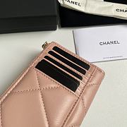 CHANEL 7-shaped large square single-pull card pink bag 12*7.5*2.5cm - 4