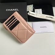 CHANEL 7-shaped large square single-pull card pink bag 12*7.5*2.5cm - 2