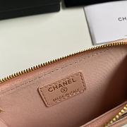 CHANEL 7-shaped large square single-pull card pink bag 12*7.5*2.5cm - 3