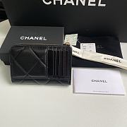 CHANEL 7-shaped large square single-pull card black bag 12*7.5*2.5cm - 4