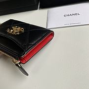 CHANEL 7-shaped large square single-pull card black bag 12*7.5*2.5cm - 2