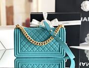 Chanel Leboy Diamond Washed Fetal Cow Sesame Pattern Medium Lake Green Bag 25x14.5x8cm - 4