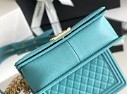 Chanel Leboy Diamond Washed Fetal Cow Sesame Pattern Medium Lake Green Bag 25x14.5x8cm - 3