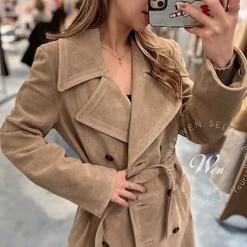 Miu Miu Retro khaki suede trench coat