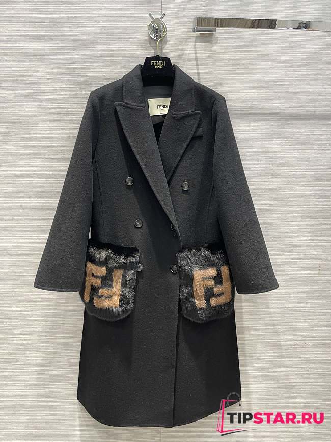 Fendi counter new handmade black coat - 1