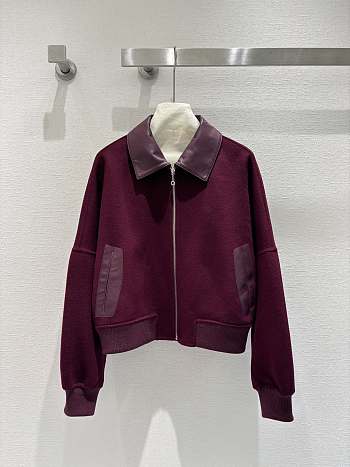 HM Handmade double-faced nylon cashmere wine red jacket