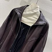 AC lapel leather brown jacket - 3