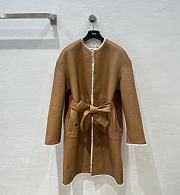 Dior Princess Diana rattan check fur mid-length brown coat - 1