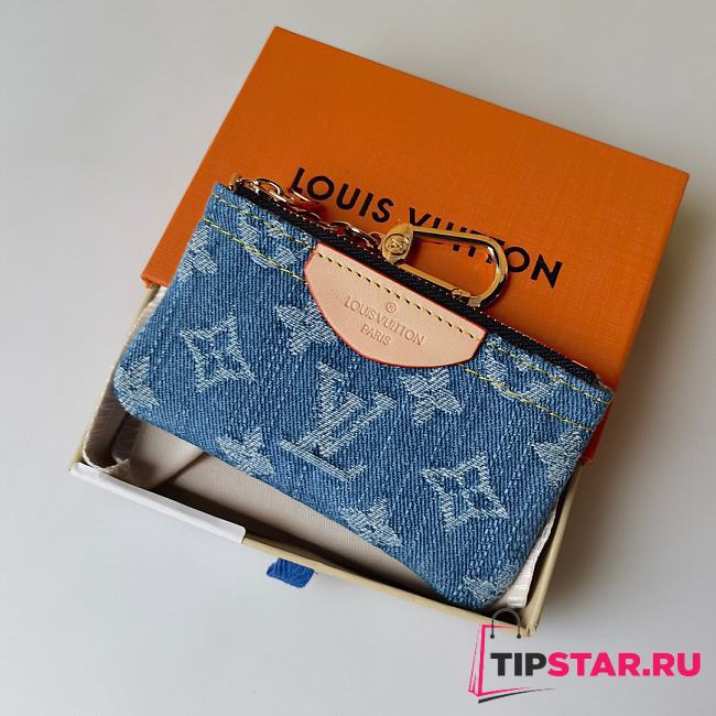 LV Denim The Pochette Cle Card Key Holder 12x7x1.5CM - 1