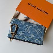 LV Denim The Pochette Cle Card Key Holder 12x7x1.5CM - 5