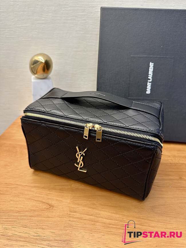 YSL Gaby Quilted Sheepskin Leather Cosmetic Bag 21x13x13 cm - 1