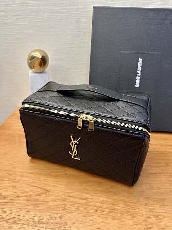 YSL Gaby Quilted Sheepskin Leather Cosmetic Bag 21x13x13 cm