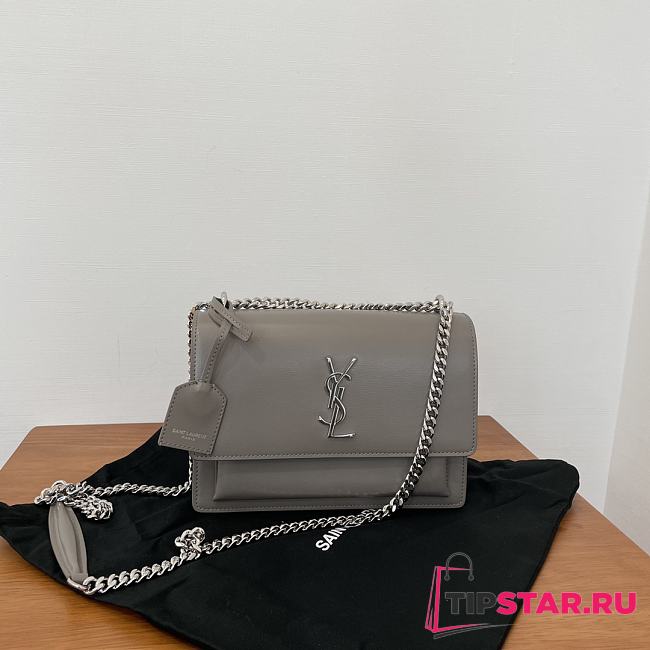 YSL Sunset Classic Sunset Elephant Grey Bag 22×16×9cm - 1