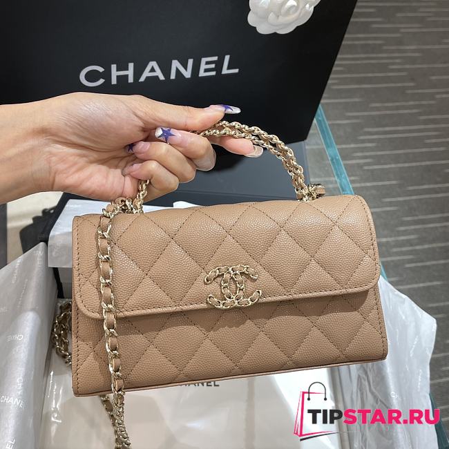 Chanel 23p Kelly Milk Tea Handle Bag 19*10*4.5cm - 1