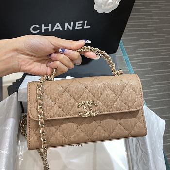 Chanel 23p Kelly Milk Tea Handle Bag 19*10*4.5cm