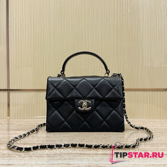 Chanel 24p Handle Kelly Black Bag 21x10x15cm - 1