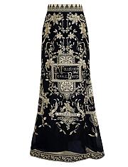 Australian Zimmermann autumn high waist embroidered silk linen black and gold skirt - 1